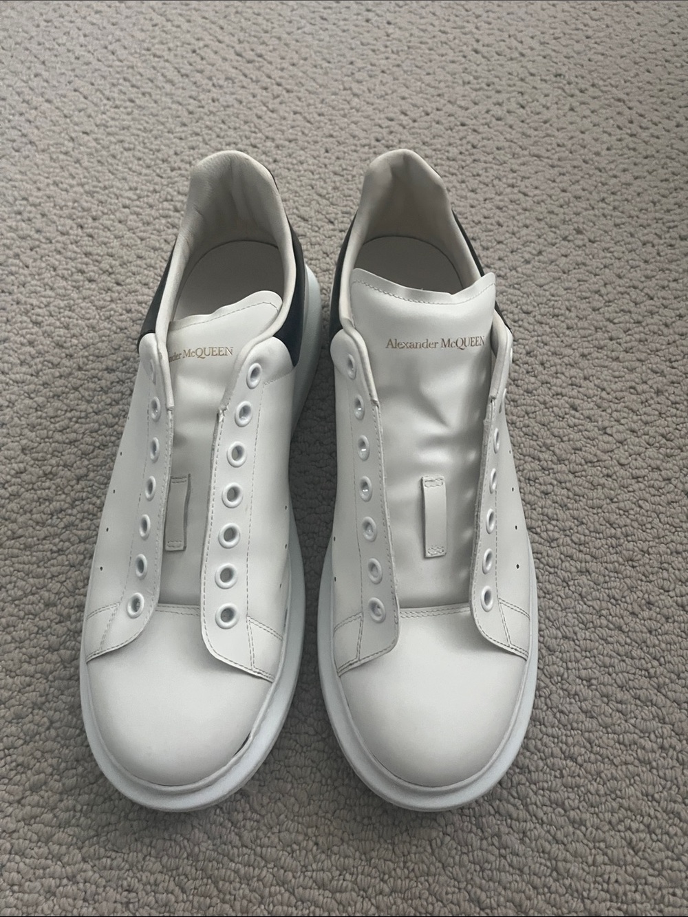 Alexander McQueen White Leather Slip-On Low-Top Sneakers